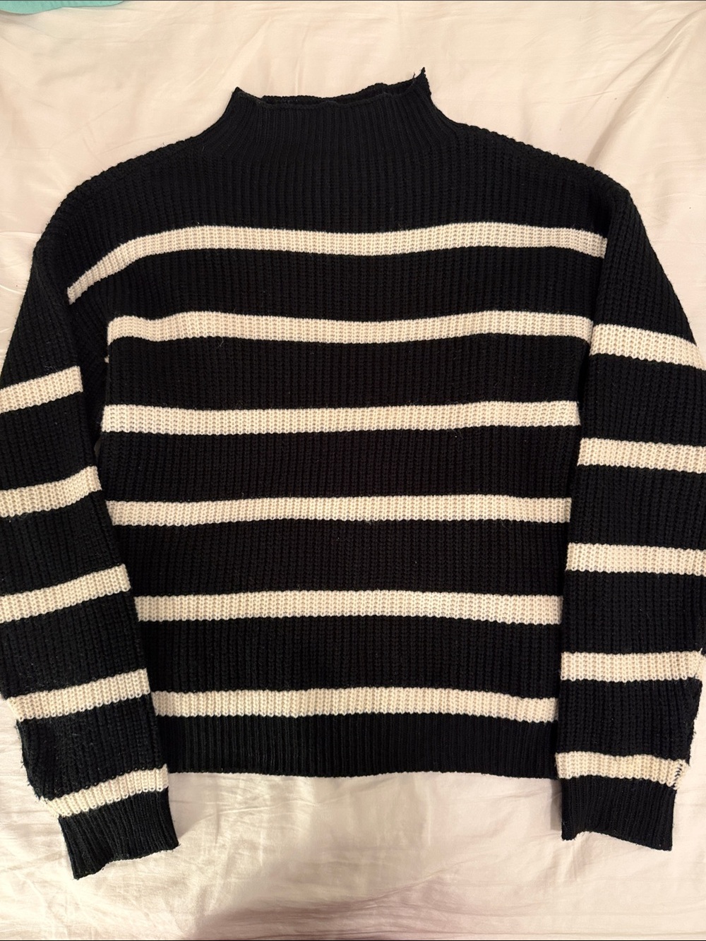 Black and White Striped Knit Sweater